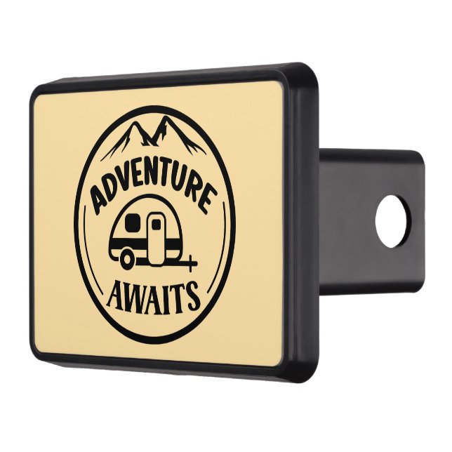Cool campong adventure awaits word art  hitch cover (Left)