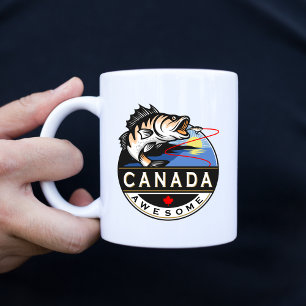 Cool Canada Awesome Outdoors Fishing Crest Coffee Mug