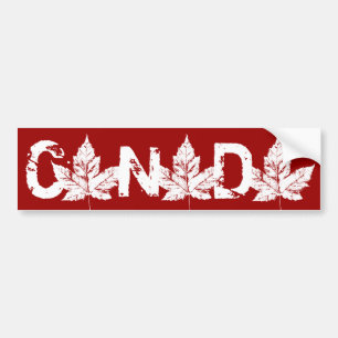 Cool Canada Bumper Sticker Distressed Maple Leaf