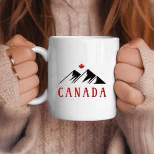 Cool Canada Mountains Canadian Maple Leaf Coffee Mug