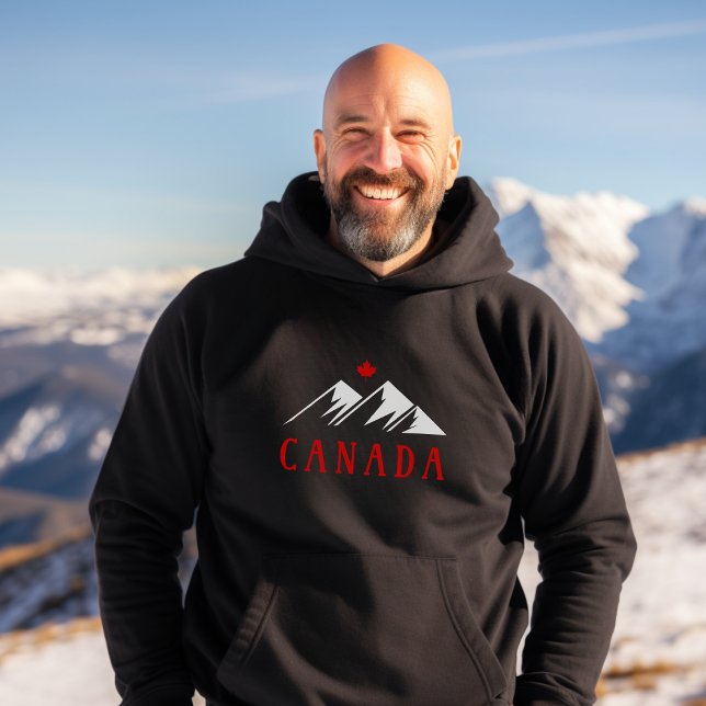 Cool Canada Mountains Canadian Maple Leaf Dark Hoodie (Creator Uploaded)