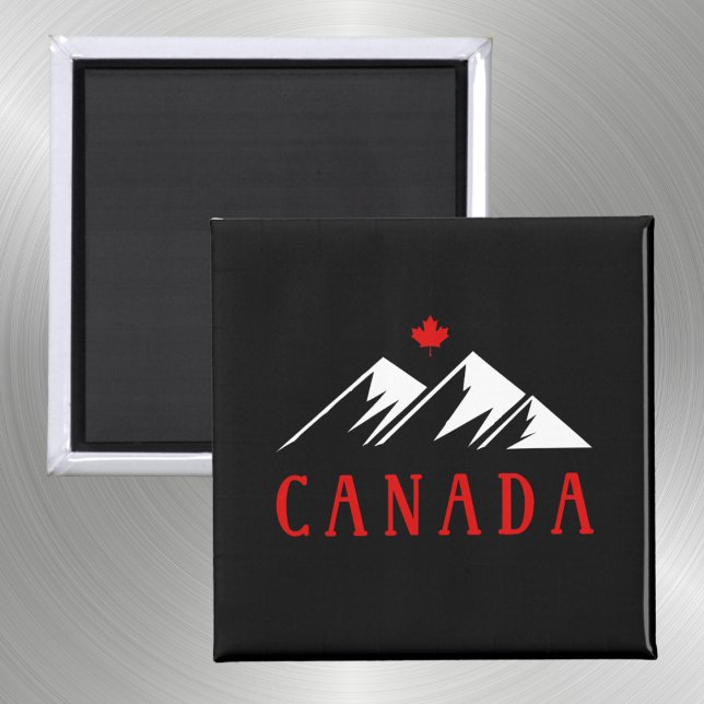 Cool Canada Mountains Canadian Maple Leaf Dark Magnet (Creator Uploaded)