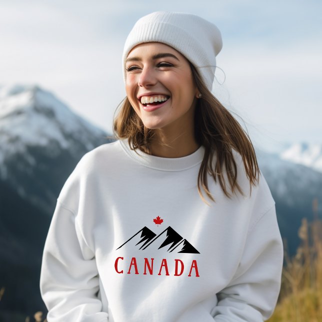 Cool Canada Mountains Canadian Maple Leaf  Sweatshirt (Creator Uploaded)