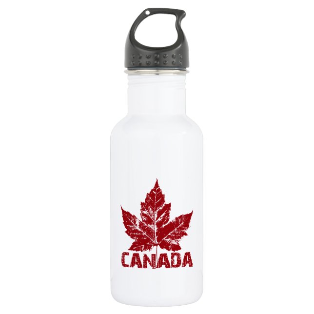 Cool Canada Retro Maple Leaf Souvenir Water Bottle (Front)