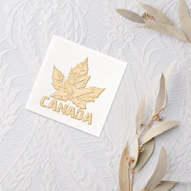 Cool Canada Tableware Retro Maple Leaf Souvenir  Foil Napkins (Insitu (wedding 2))