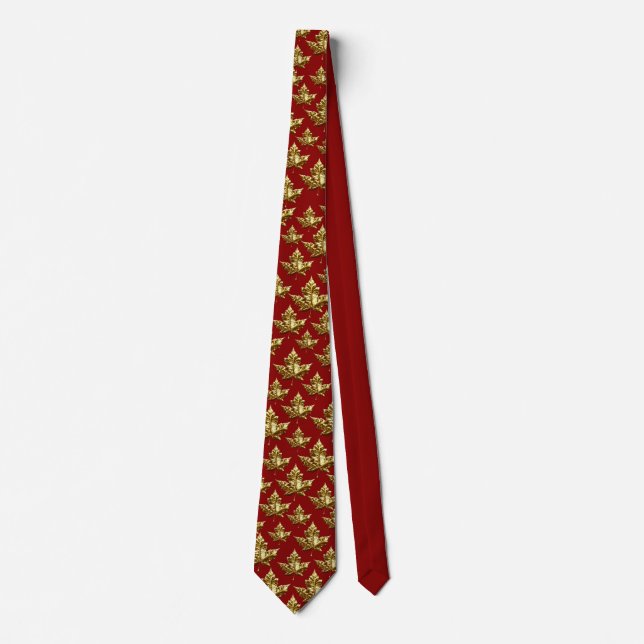 Cool Canada Tie Fun Gold Canada Maple Leaf Tie (Front)