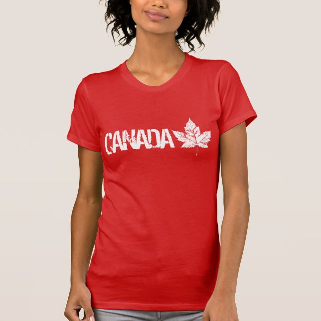 Cool Canada Tshirt Retro Maple Leaf Souvenir Shirt (Front)