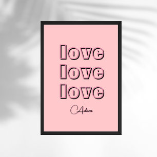 Cool Candy Pink Clean 3 x Love Pastel Rose Poster