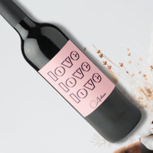Cool Candy Pink Clean 3 x Love Pastel Rose Wine Label