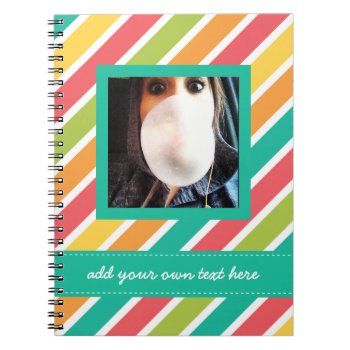 Cool Candy Stripes Personalized Instagram Photo Notebook by PartyHearty at Zazzle