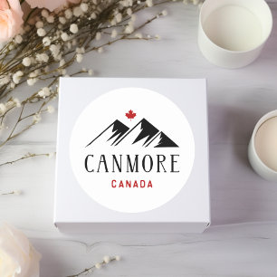 Cool Canmore Canada Mountains Maple Leaf  Classic Round Sticker