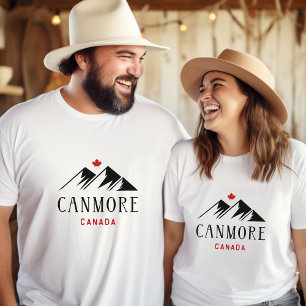 Cool Canmore Canada Mountains Maple Leaf  T-Shirt