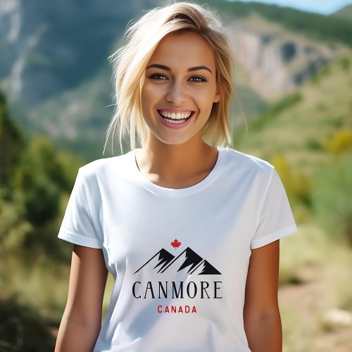 Cool Canmore Canada Mountains Maple Leaf  T_Shirt