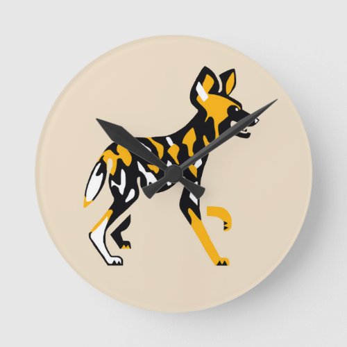 Cool Cape hunting dog _ African wild dog_ Round Clock