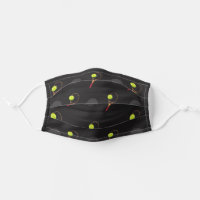 Cool Caps Tennis Rackets and Yellow Balls Black Cloth Face Mask