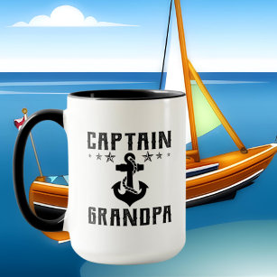 cool Captain Grandpa word art Mug