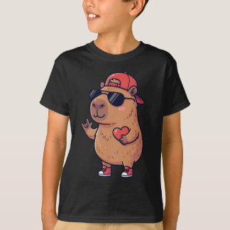 Cool Capybara ASL I Love You Sign Valentine T-Shirt