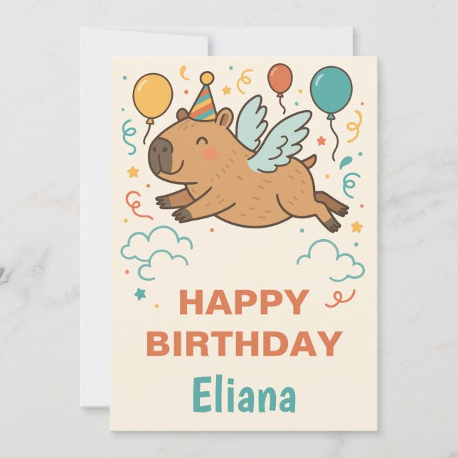 cool Capybara for boys and girls happy birthday  Invitation (Front)