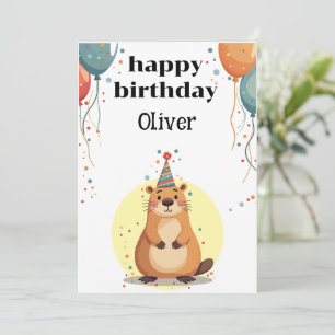 cool Capybara for boys and girls happy birthday  Invitation