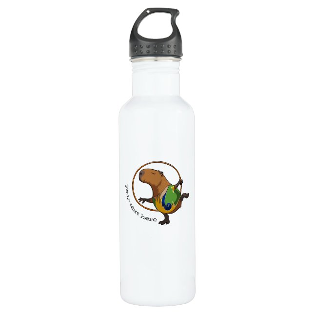 Cool Capybara Gymnast Hoop Personalized Cartoon Stainless Steel Water Bottle (Front)