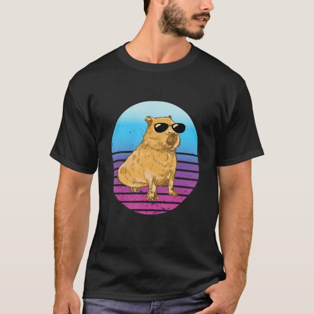 Cool Capybara Sunset Capybara   Capybara Rodent T-Shirt (Front)