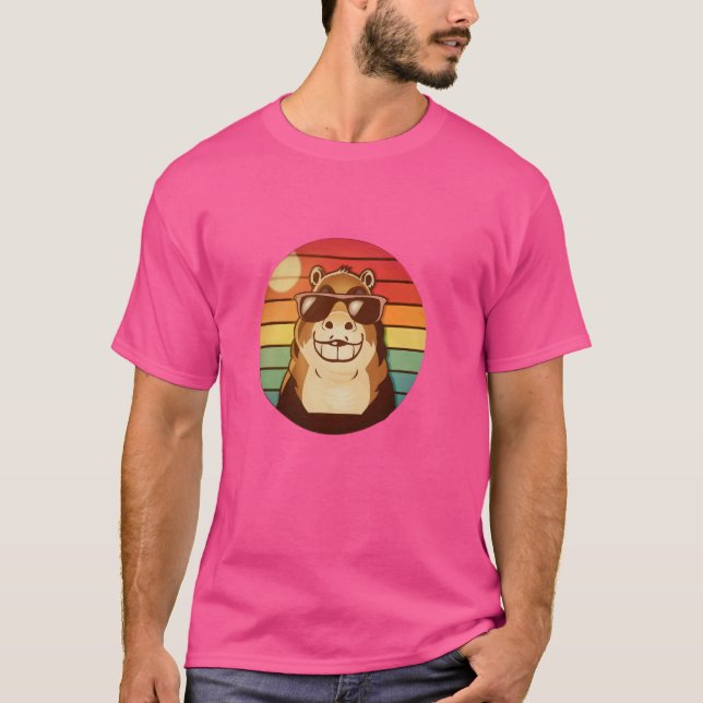 Cool Capybara Sunset Pop Art Design T-Shirt (Front)