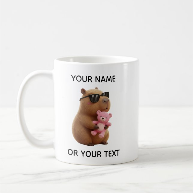 Cool Capybara Teddy Bear Personalized Mug (Left)