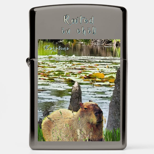 Cool Capybara (w/ Name or Intials) Zippo Lighter (Front)