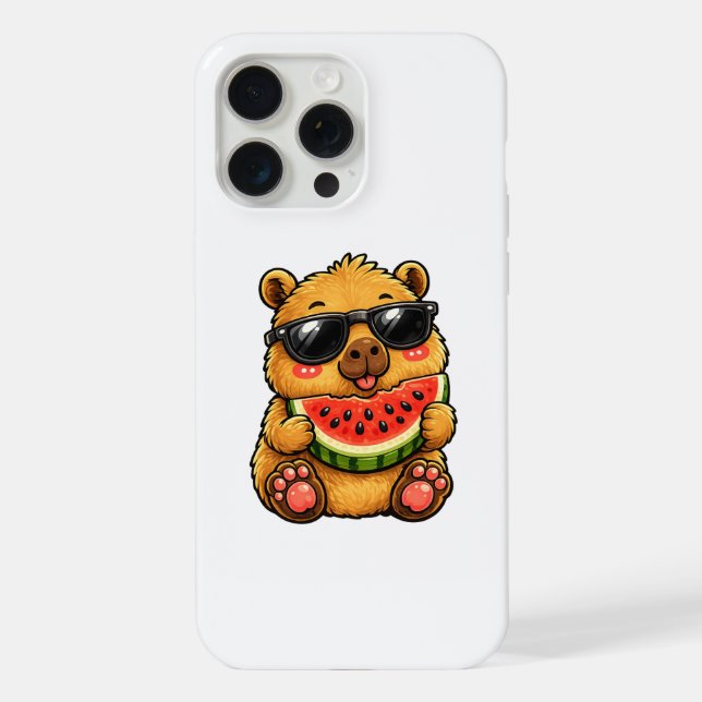 Cool Capybara Watermelon Summer iPhone Case (Back)