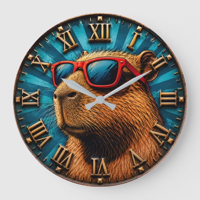 Cool Capybara with Sunglasses Large Clock (Front)