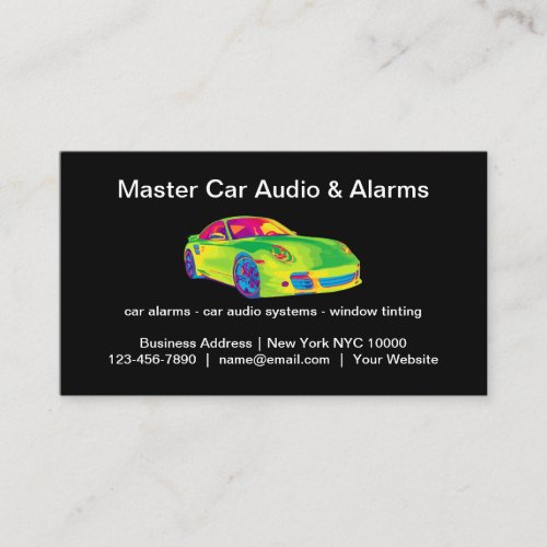 Cool Car Audio And Alarms Business Card