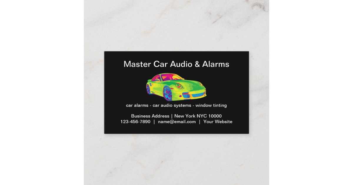 Cool Car Audio And Alarms Business Card | Zazzle