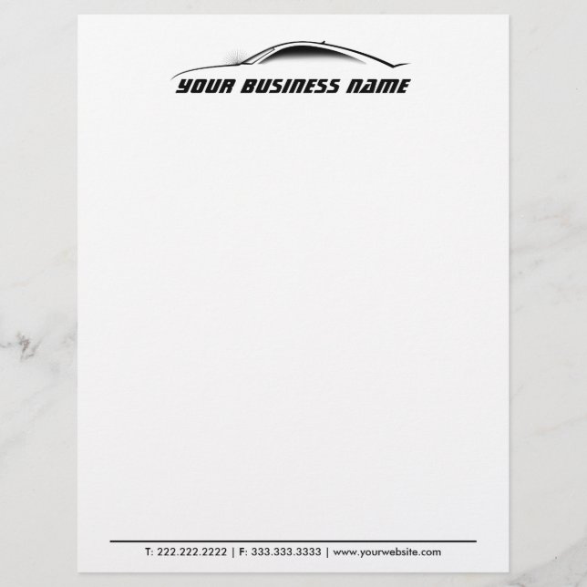 Cool Car Outline Auto Repair Business Letterhead (Front)