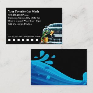 Cool Car Wash Customer Loyalty Rewards Business Card