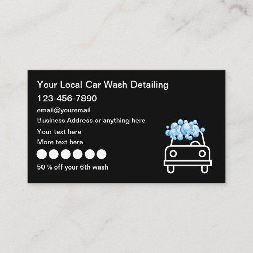 Cool Car Wash Loyalty Rewards Auto Detailing  Business Card
