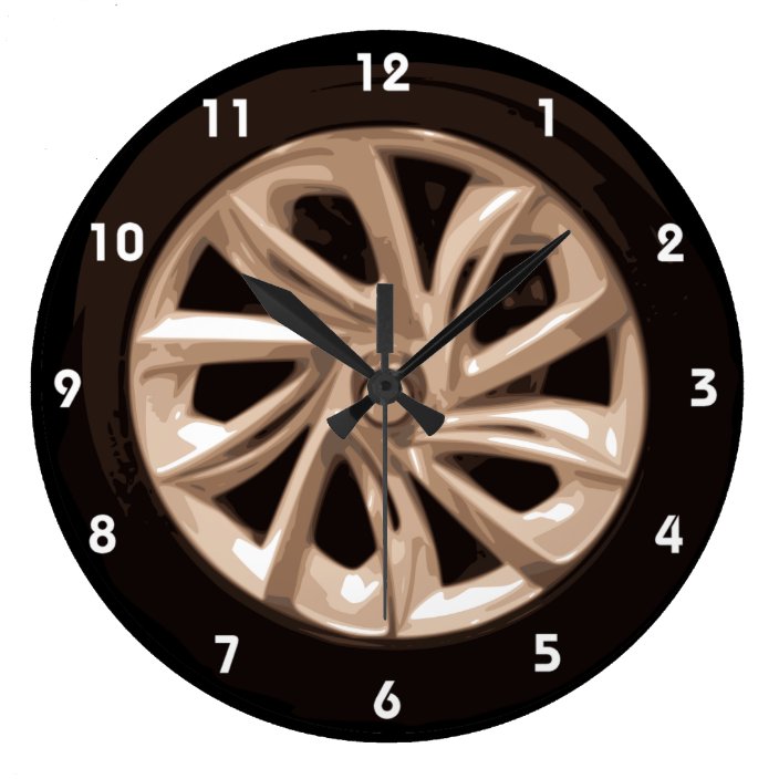 Cool Car Wheel hubcap wall clock with numbers | Zazzle.com