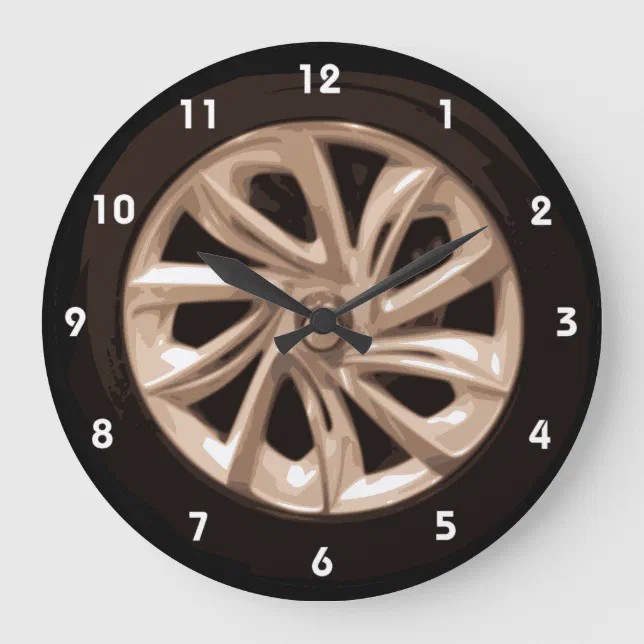 Cool Car Wheel hubcap wall clock with numbers | Zazzle