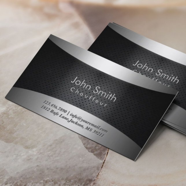 Cool Carbon Black Chauffeur Business Card (Creator Uploaded)