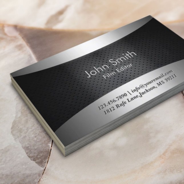 Cool Carbon Black Film Editor Business Card (Creator Uploaded)
