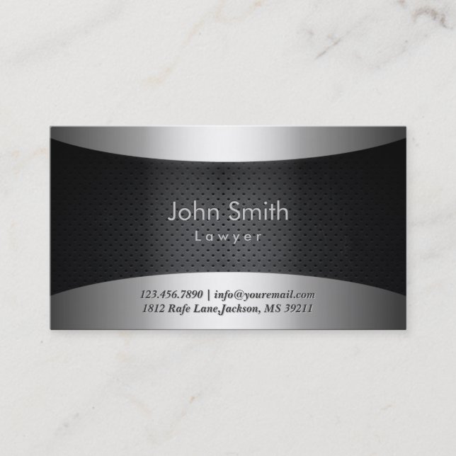 Cool Carbon Black Lawyer Business Card (Front)