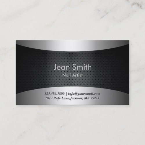 Cool Carbon Black Nail Art Business Card