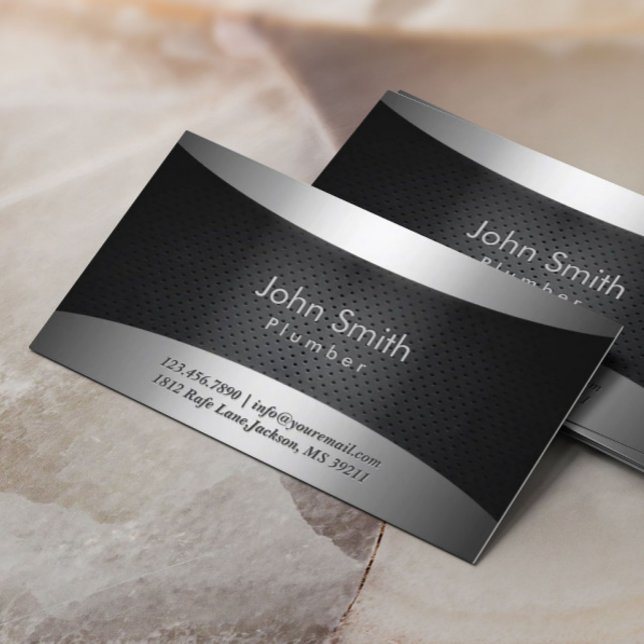 Cool Carbon Black Plumber Business Card (Creator Uploaded)