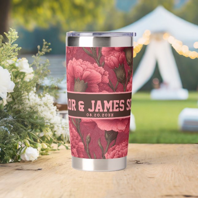 Cool Carnation Travel Cups For Summer Wedding Insulated Tumbler (Wedding)