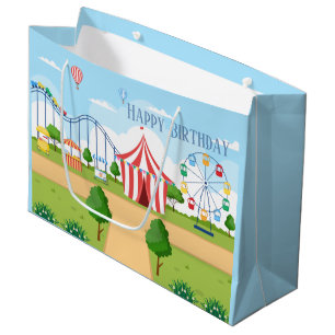 cool Carnival Fair add text Birthday Large Gift Bag