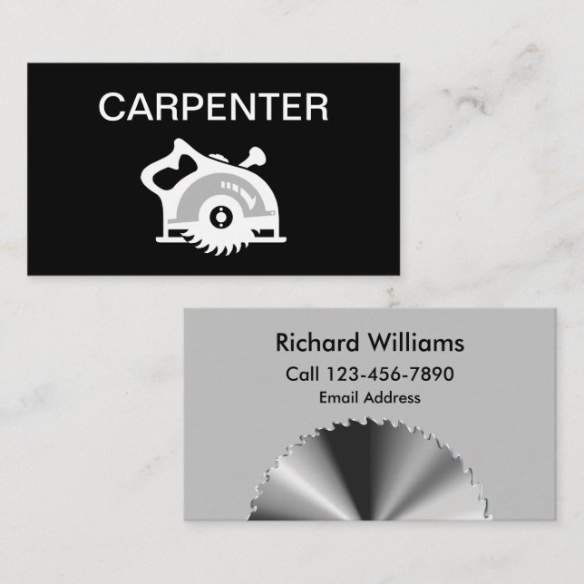 Cool Carpenter Contractor Business Cards (Front/Back)