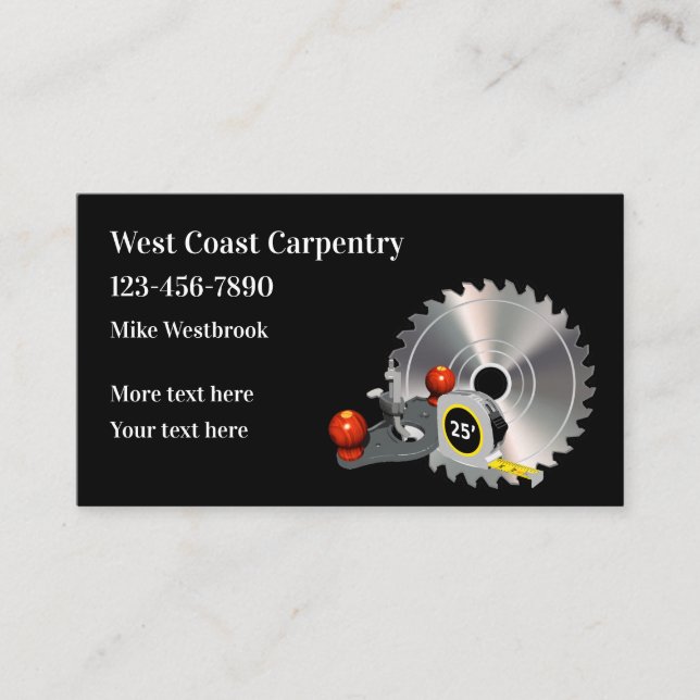 Cool Carpenter Handyman Business Cards (Front)