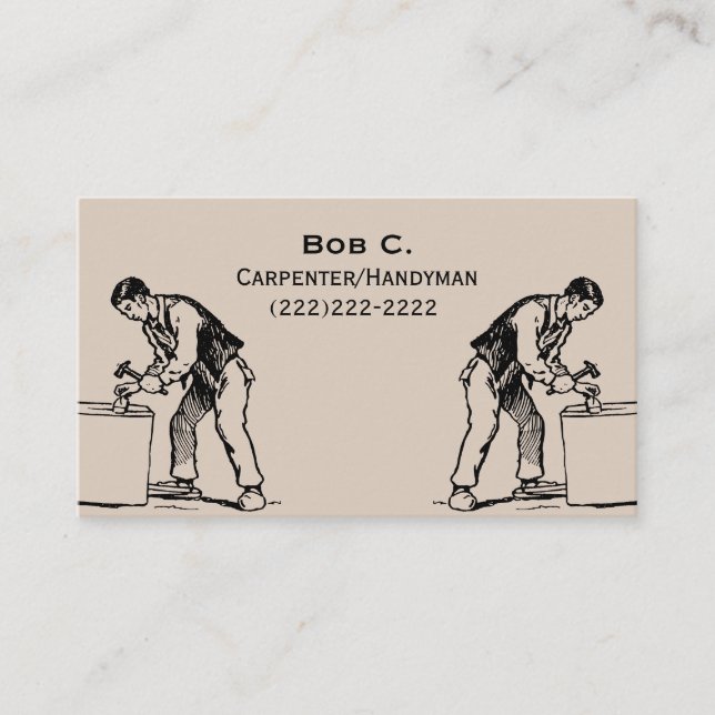 Cool Carpenter Handyman Print Business Card (Front)