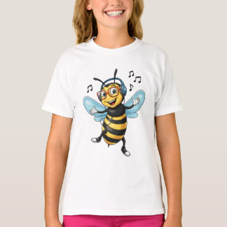 Cool Cartoon Bee Listening to Music T-Shirt