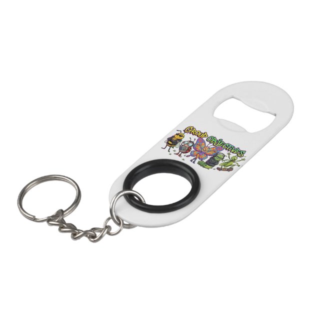 Cool Cartoon Bug Squad Graffiti - Group Objectives Keychain Bottle Opener (Front Angled)