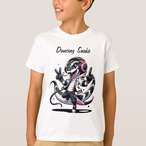 Cool Cartoon Dancing Snake T_shirt